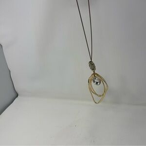 Source Unknown Gold-Tone Loop Pendant Necklace with Clear Crystal Accent